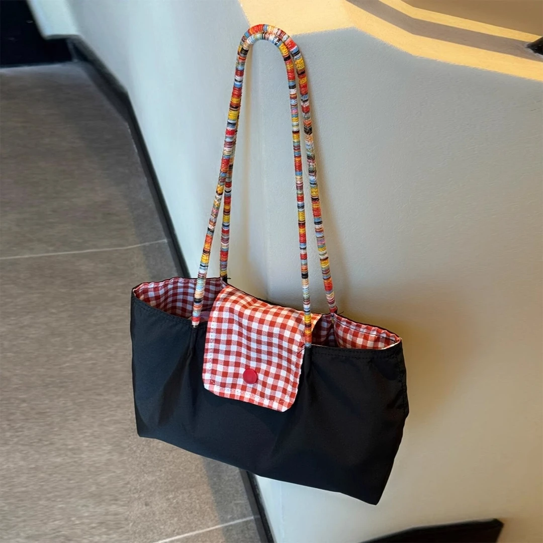 包包女款爆款2025新款黑色手提帆布包韩系上班通勤单肩托特女包