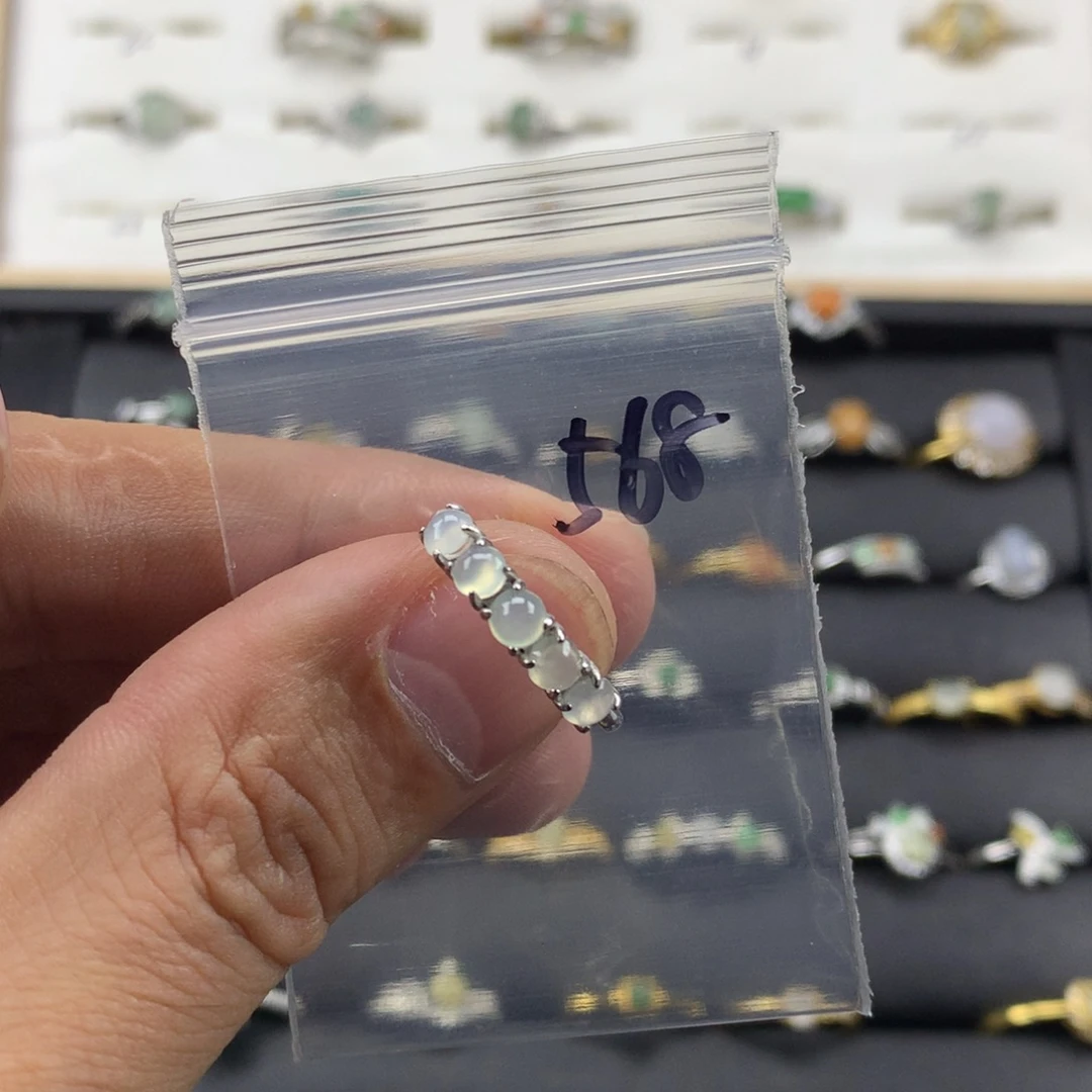 大***闲翡翠银S925镀金镶嵌戒指568