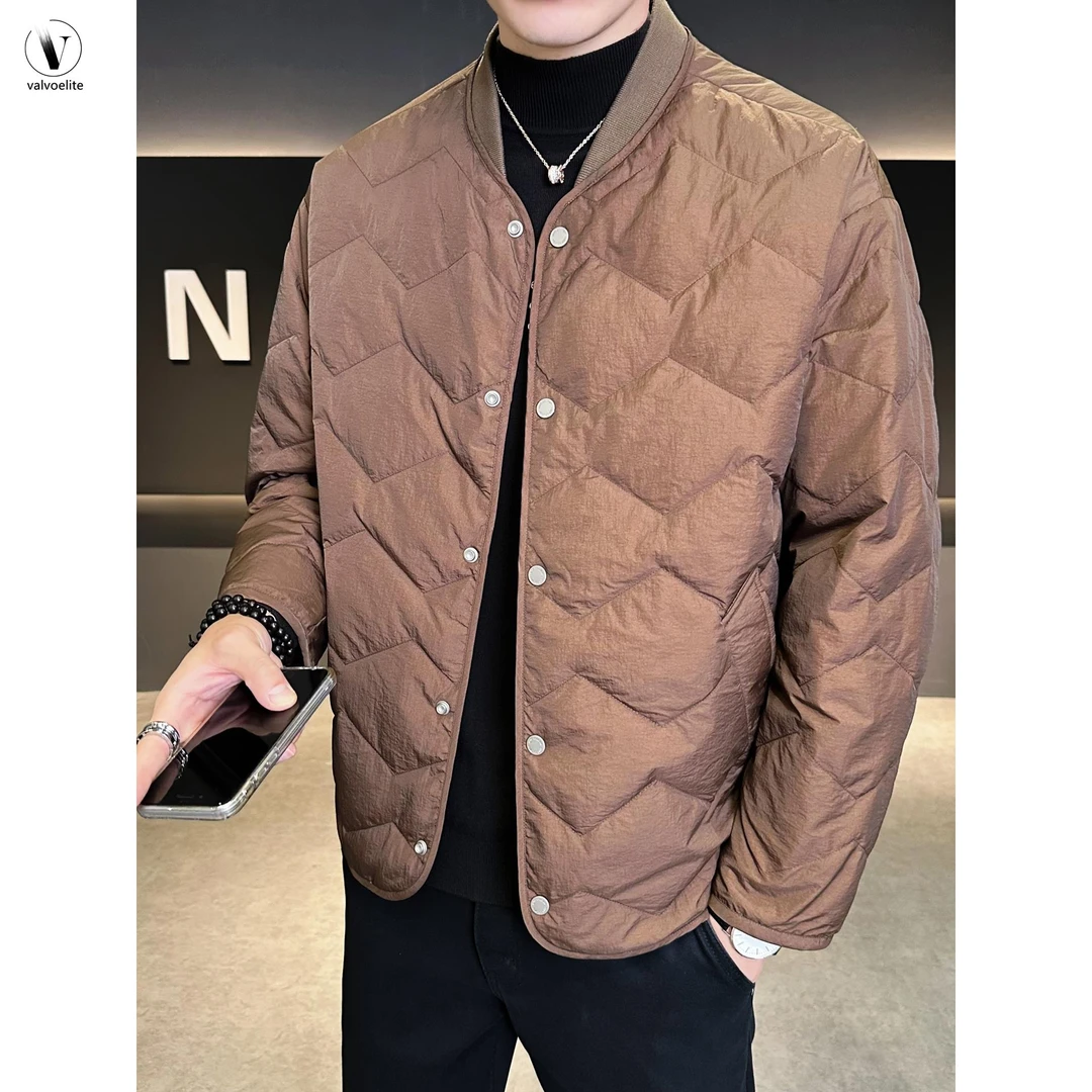VALVOELITE棒球领羽绒服男士冬季新款修身轻薄款羽绒内胆保暖外套