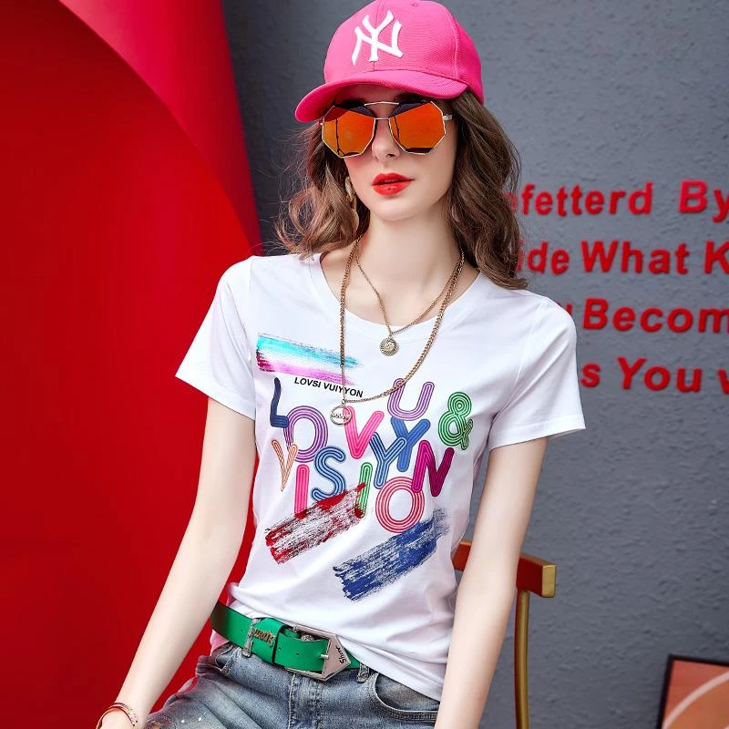 淳启女装2025年新款白色t恤女夏修身夏季短袖体恤时尚半袖上衣潮