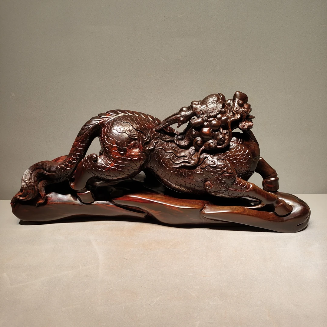 老挝大红酸枝，瑞兽麒麟