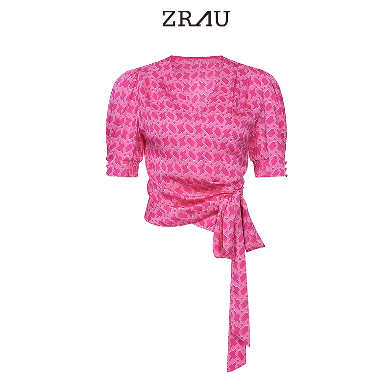 【达人专属】ZRAU设计感浪漫法式印花上衣Z1242A0020