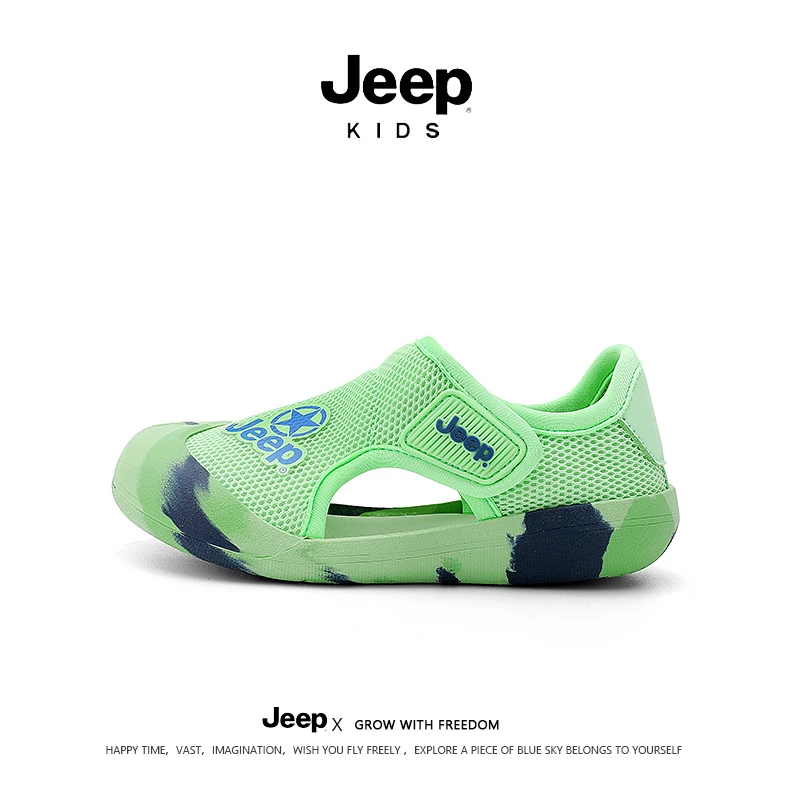 jeep男童运动凉鞋2025新款夏季户外防滑儿童溯溪鞋女童镂空洞洞鞋