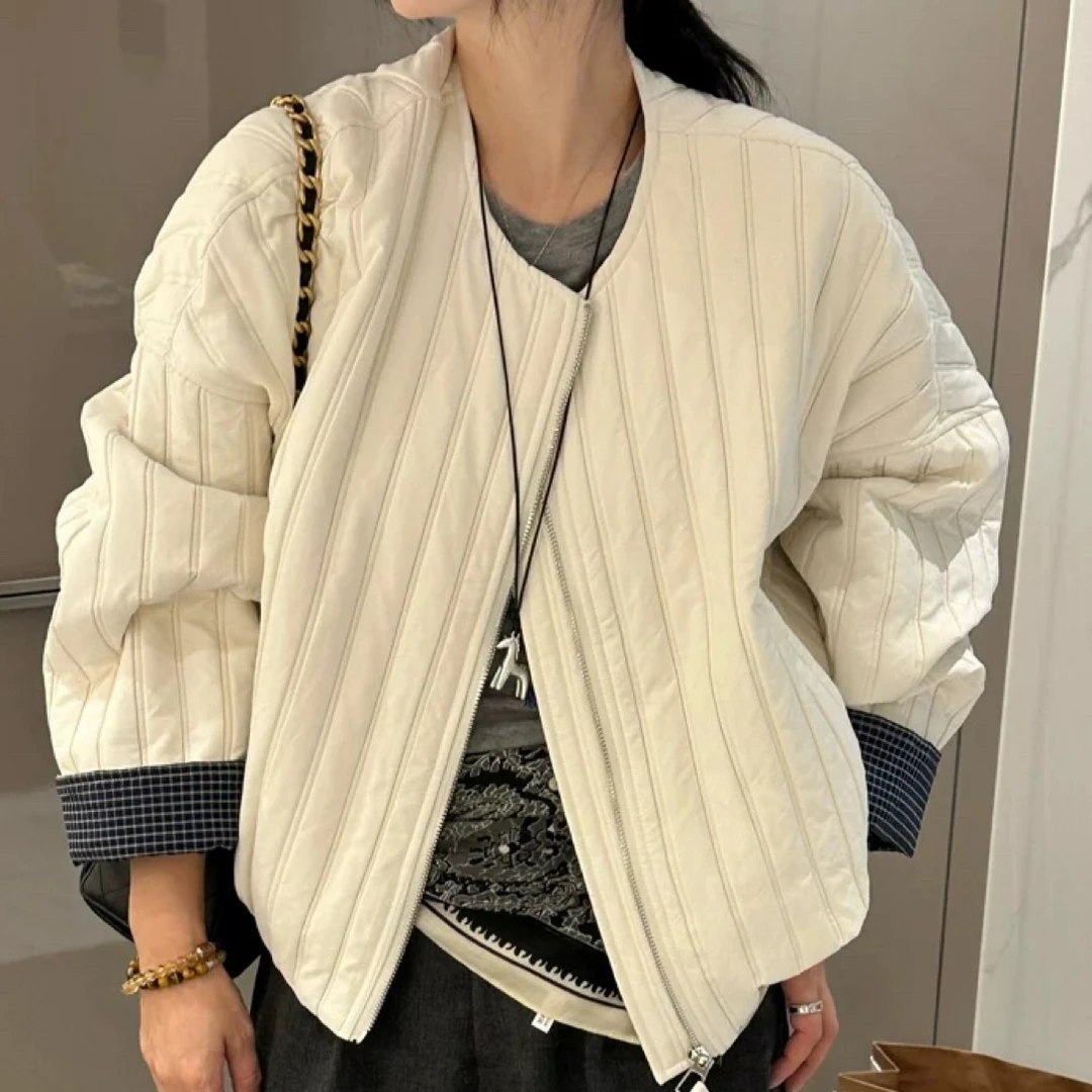 欧货开衫薄棉外套女短款秋季2025新款百搭宽松休闲夹克开衫棒球服