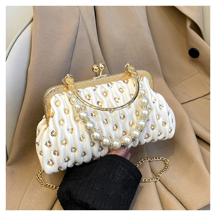 【亮片包】链条串珠手提晚宴包包女夏新款时尚单肩包复古质感斜挎包