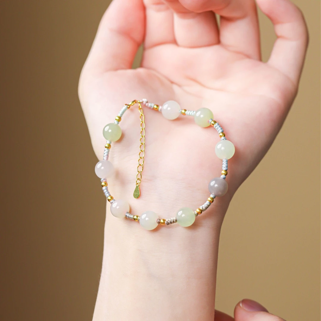 【莫奈花园】 瑾玉 和田玉多宝手绳 A1803-1 尺寸约：7mm