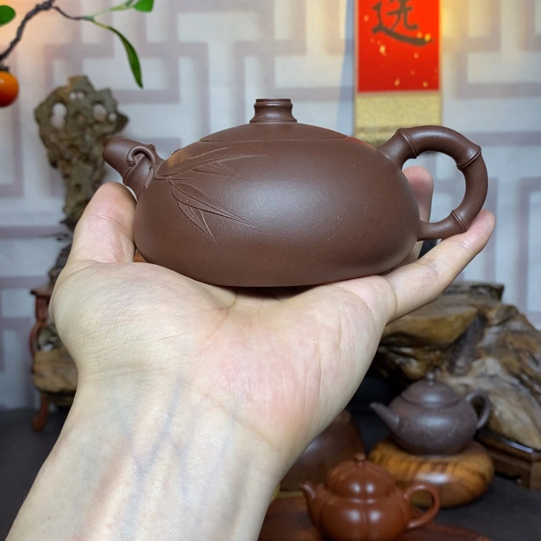 紫砂茶壶紫砂茶具紫泥半月竹