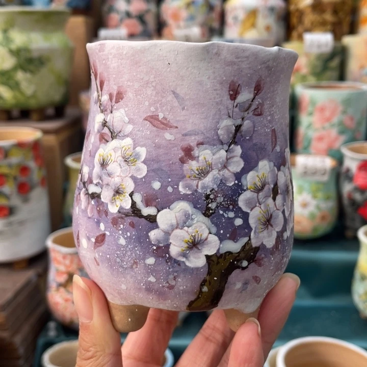 经典紫梅花瓶口径7