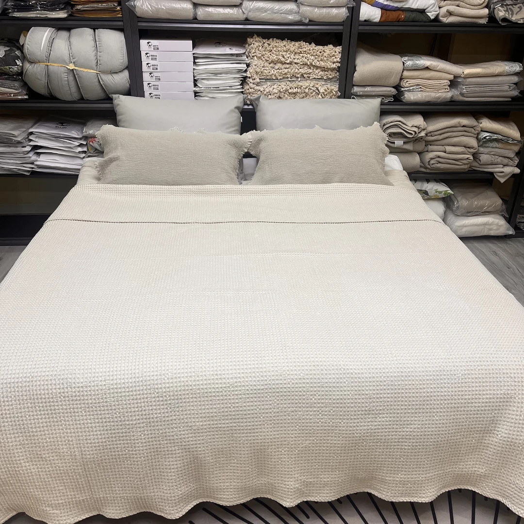 罗布麻+汉麻+有机棉华夫格盖毯床单 加大加厚 40%罗布麻 40%汉麻