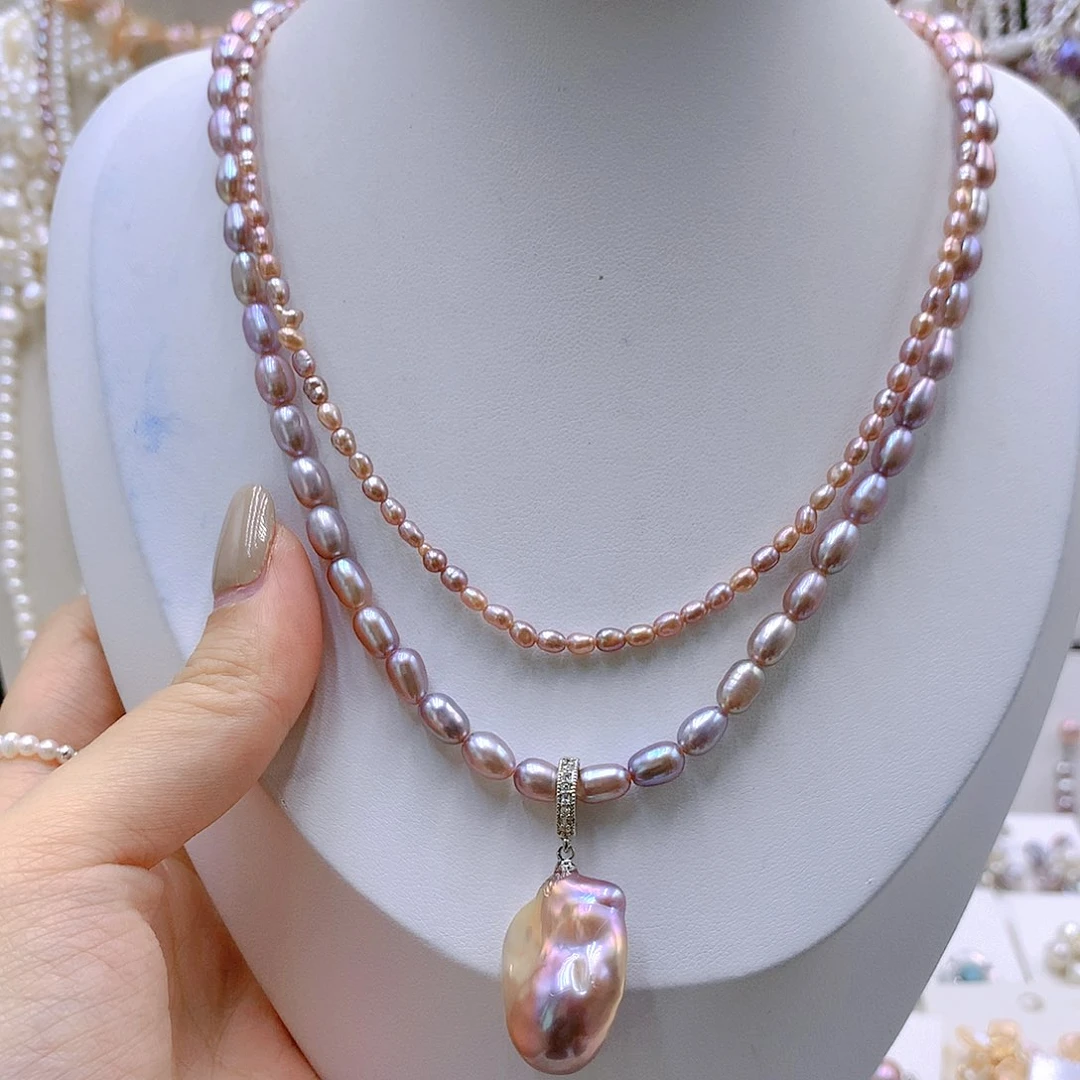 颈饰银S925镶嵌淡水珍珠禹