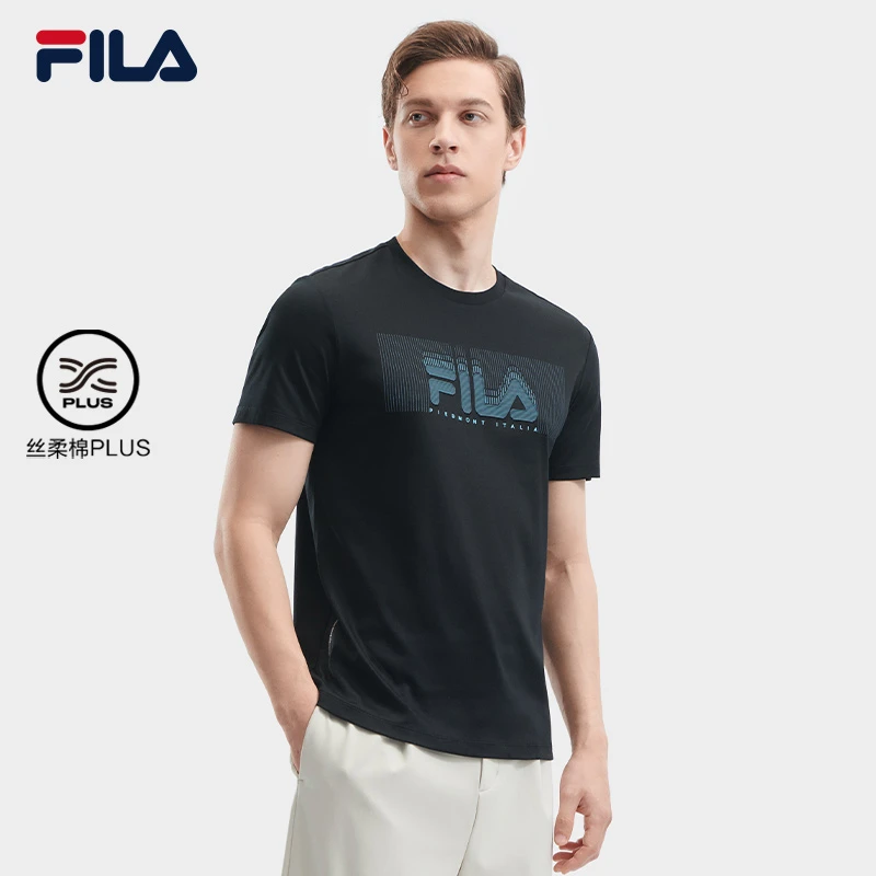 Fila/斐乐男士【舒适丝柔棉-短袖T恤】透气亲肤运动上衣F11M422108F