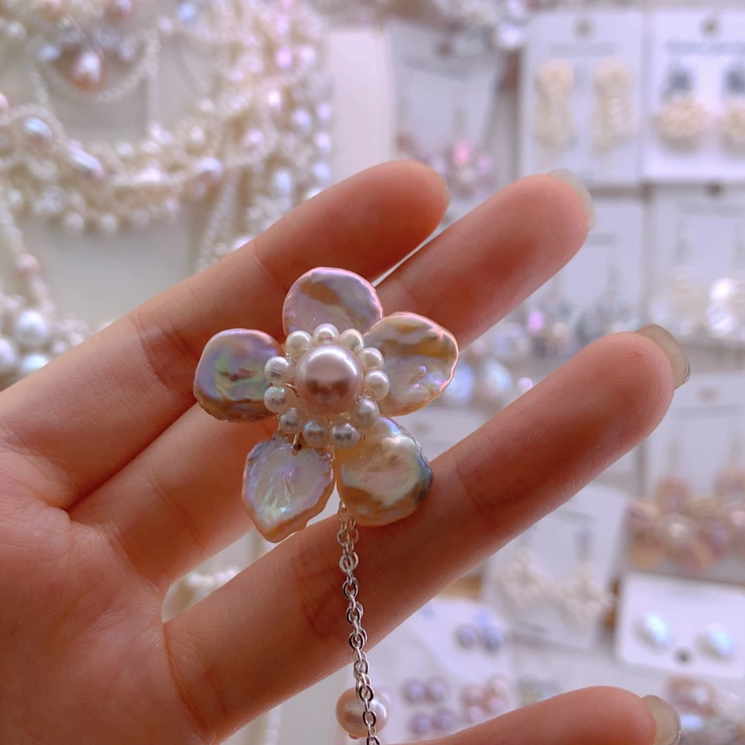 ****润淡水珍珠未镶嵌胸针