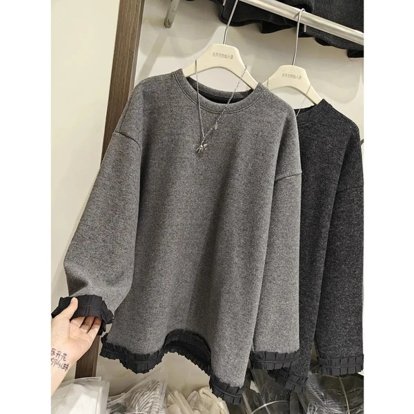 【8077】洋气卫衣新款爆款高质量气质花边冬季内搭