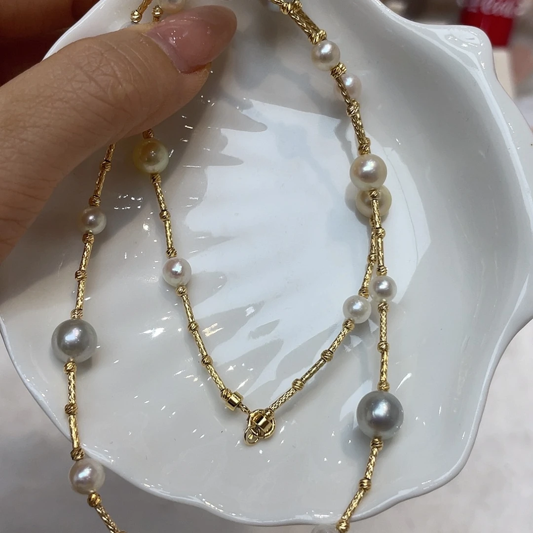 项链银S925镶嵌海水珍珠