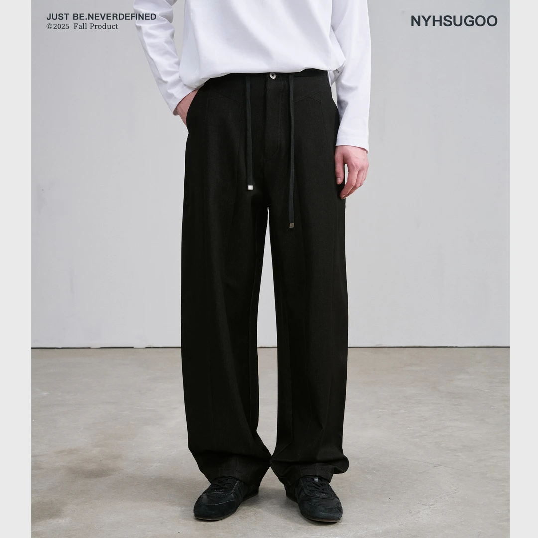 NYHSUGOO/南乙秋季阳离子破缝分割结构休闲裤3825男士简约长裤