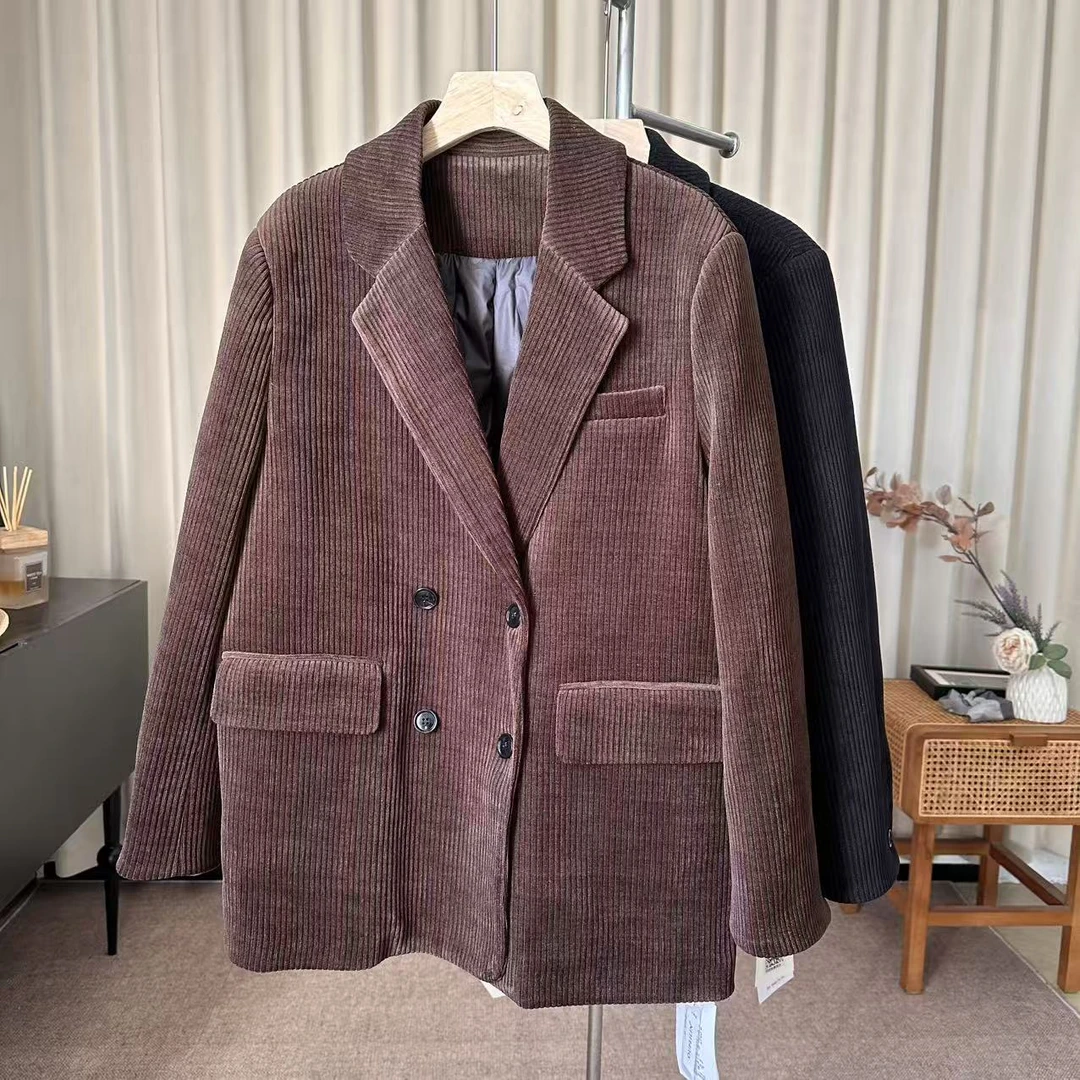 2025冬季新款时尚灯芯绒休闲西服外套女韩版百搭内胆西装