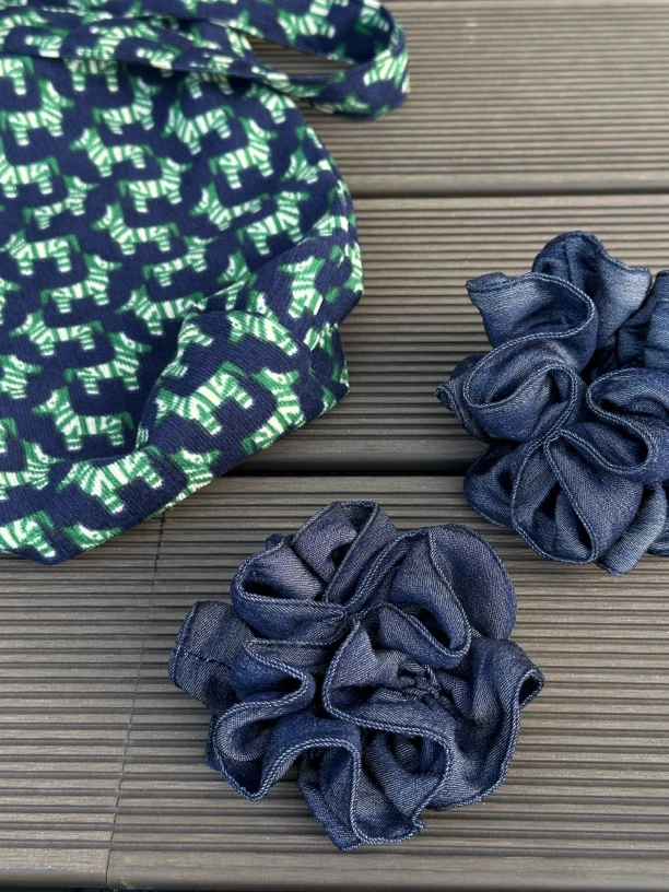 小九家精致天丝牛仔花边蛮腰发圈发绳皮筋头绳发饰头饰柔软高档