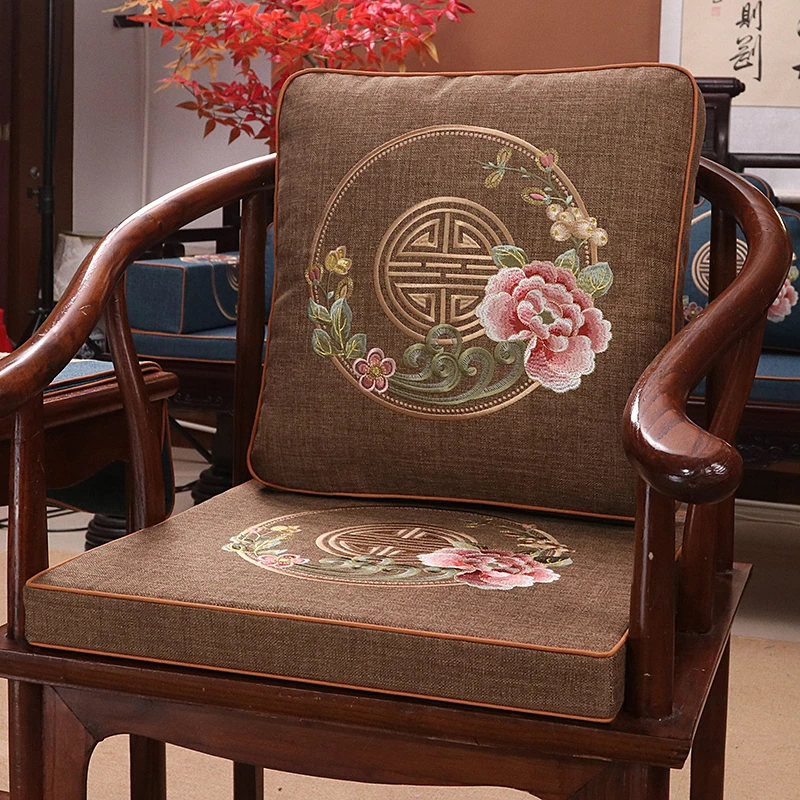 花想容《全套一体》中式坐垫靠背连体防滑实木沙发圈椅茶椅太师椅垫