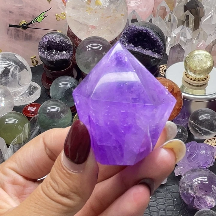 水晶未镶嵌珠宝半成品15乌拉圭紫水晶柱高4.4宽3.5