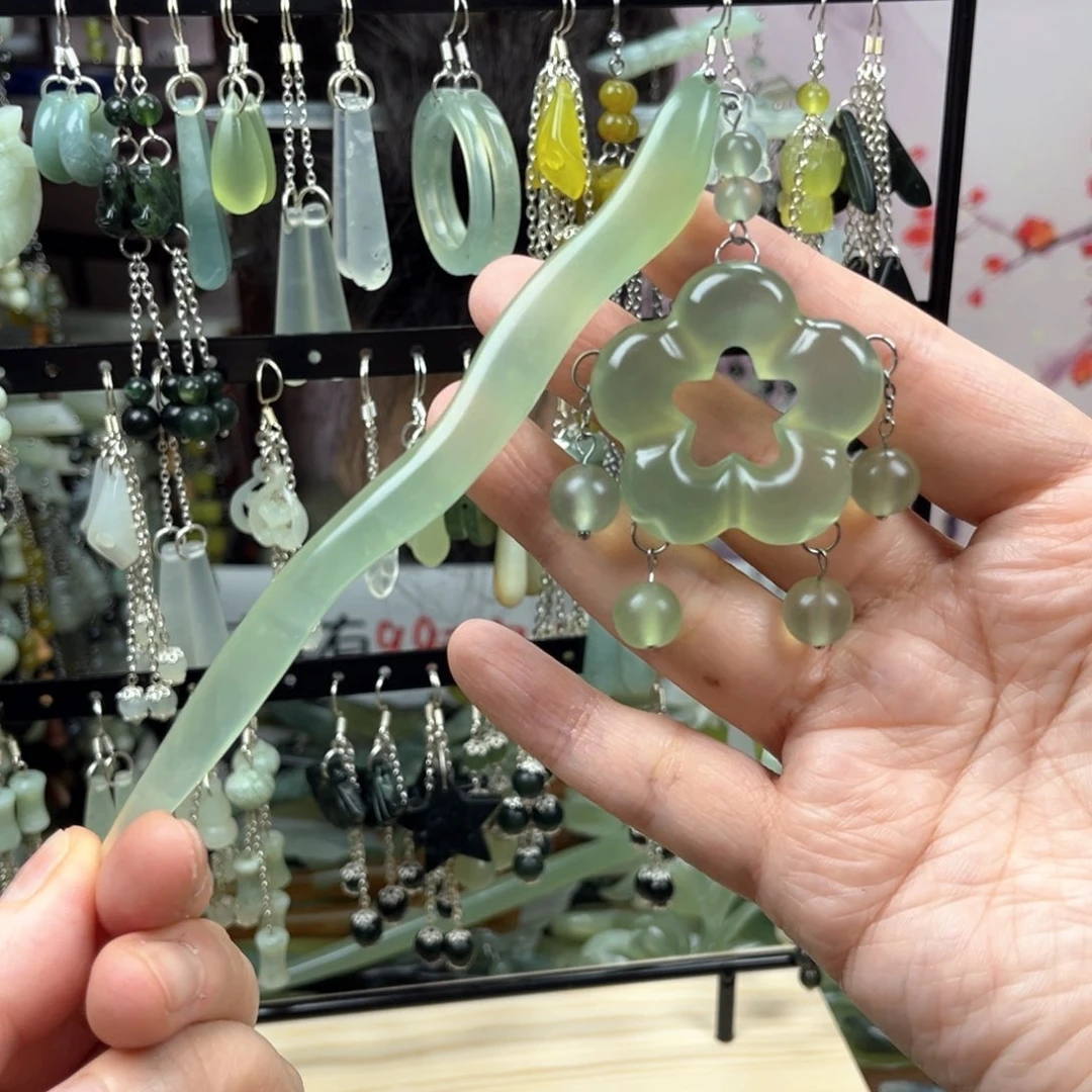 未镶嵌岫玉发饰长度15厘米左右