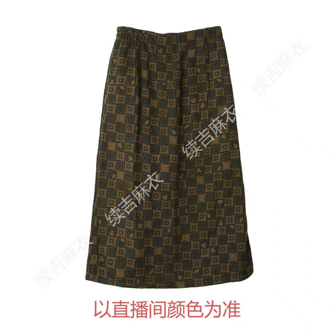 秋-续吉麻衣25-2193棉气质百搭复古印花设计感半裙