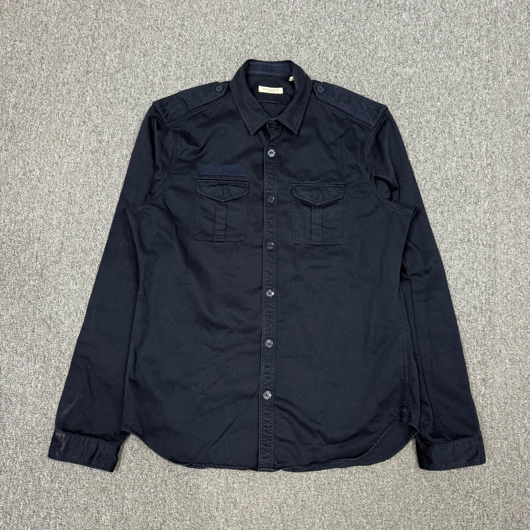 99新 BURBERRY/博柏利 12751356 巴宝莉 黑色长袖衬衫 L码99新