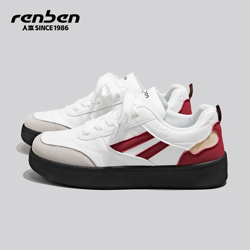 人本官方旗舰店爆款2025新款秋季百搭休闲鞋女款厚底学生女鞋潮鞋