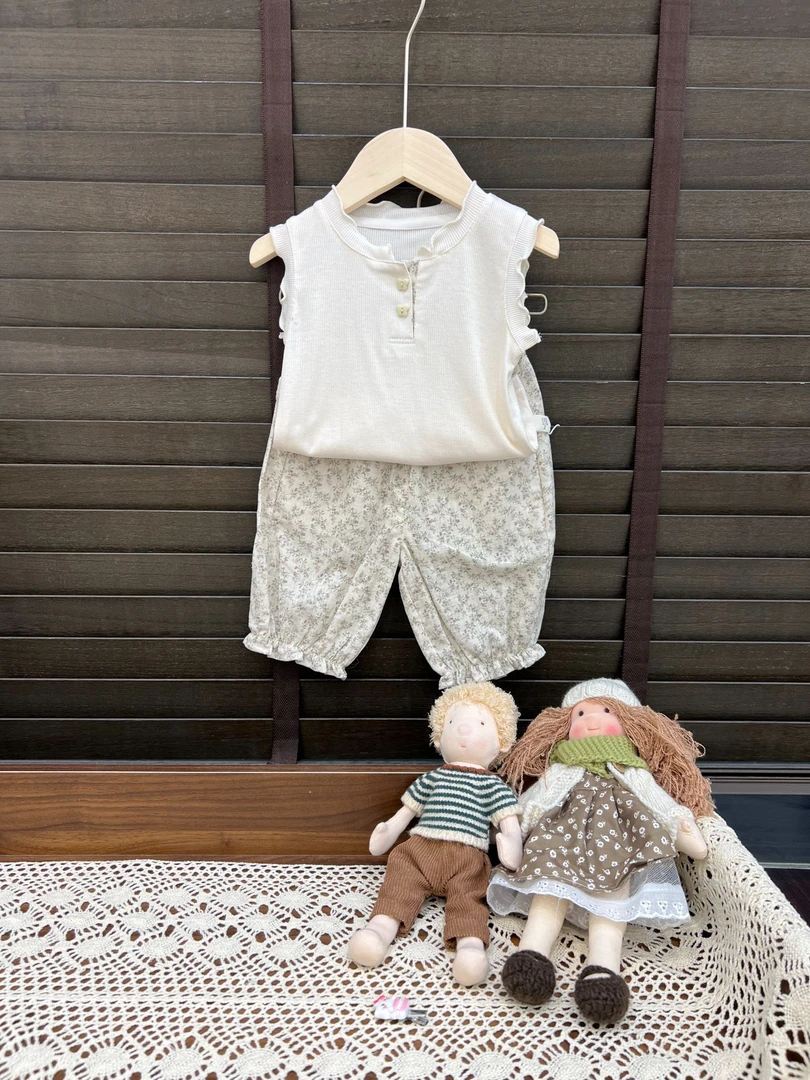 【巴朵猫】BDM夏款女童背心碎花套装8A142