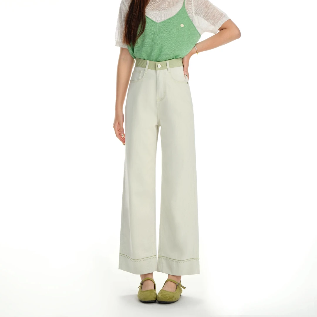 Pretty Silhouette/若纤牛仔裤女士新款夏季中高腰裤子【绿野仙踪】