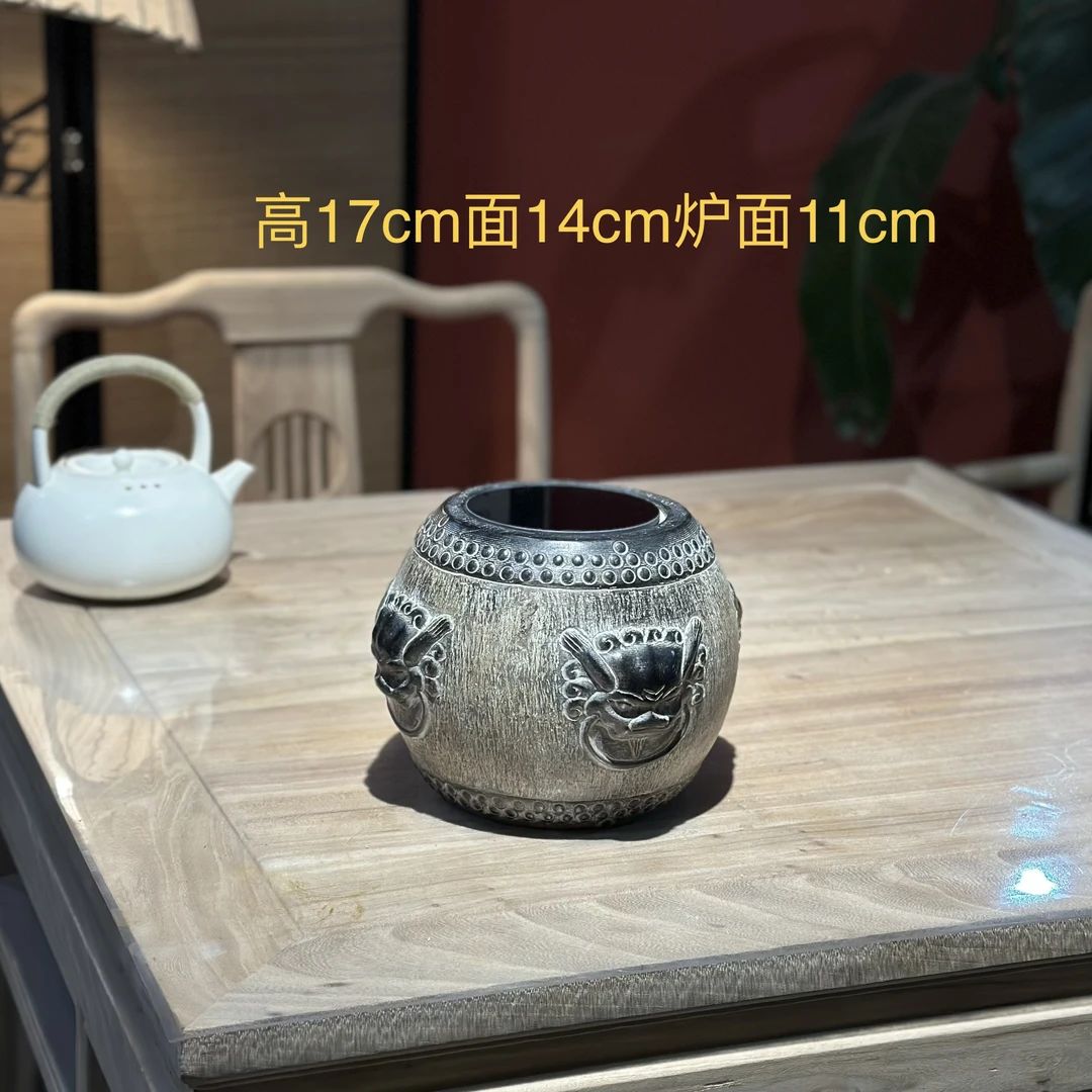 山西青石石雕虎头环底座电炉煮茶炉煮茶器电磁炉电陶炉