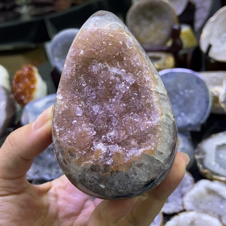 未镶嵌珠宝半成品水晶粉晶蛋