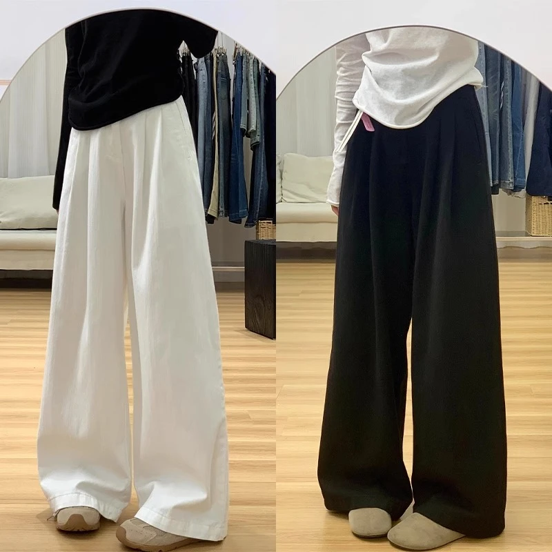 垂感休闲裤女四季通用穿搭胖妹妹mm梨形身材高腰宽松显瘦阔腿长裤