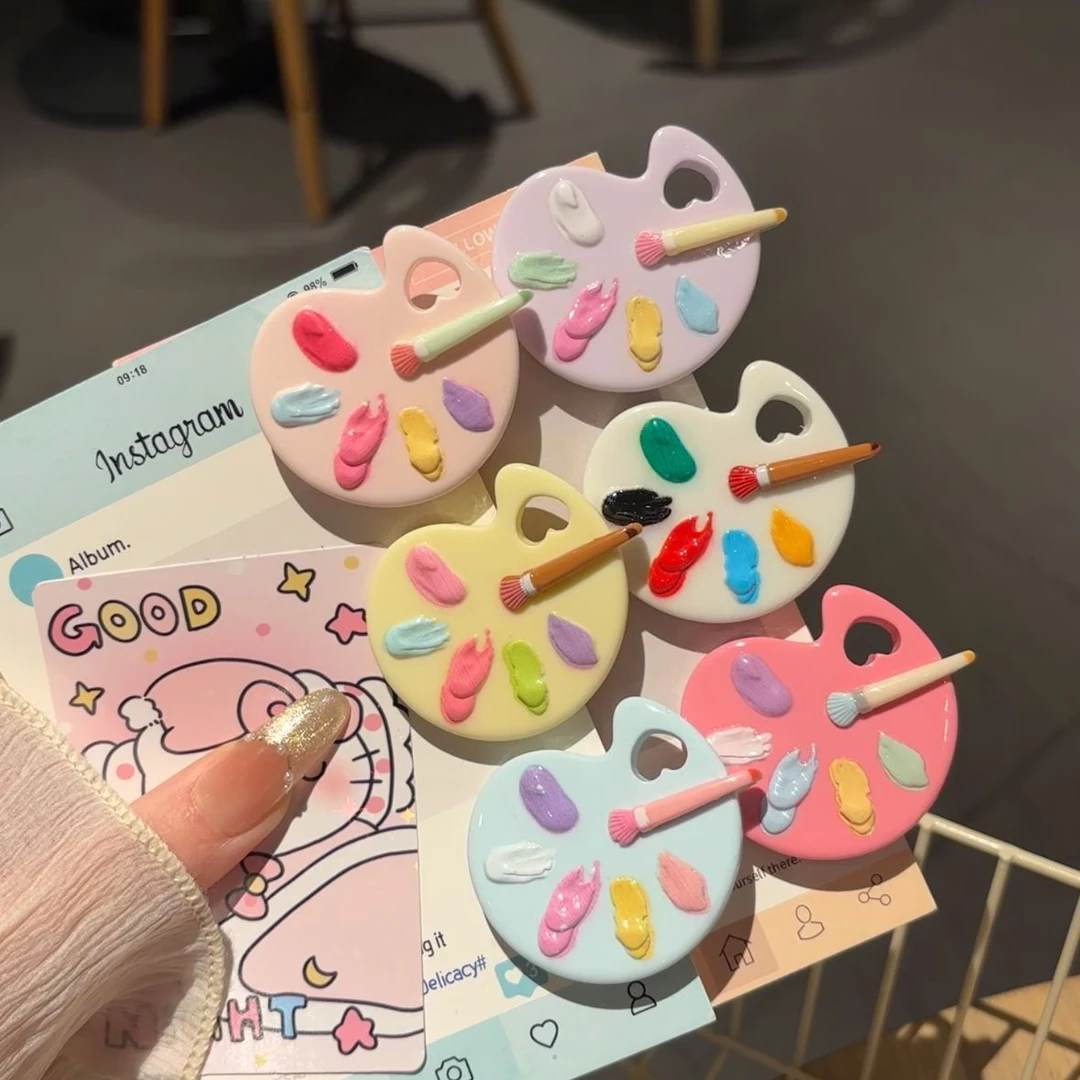 可爱仿真调色板发夹甜美少女迷你画板鸭嘴夹春夏新款百搭网红发卡
