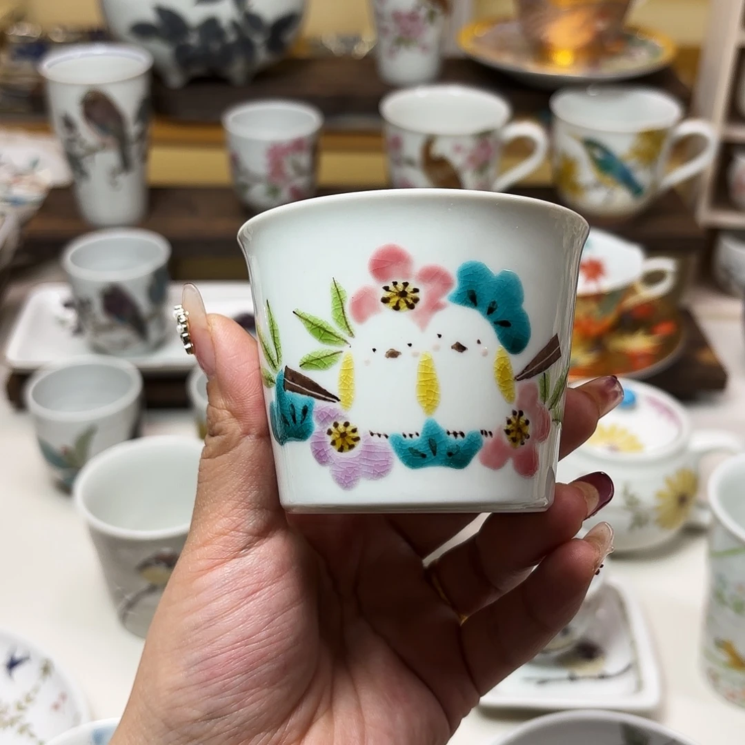 陶色绘游     猪口杯