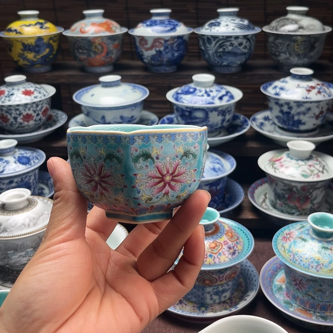 陶摆件景德镇陶瓷六方杯