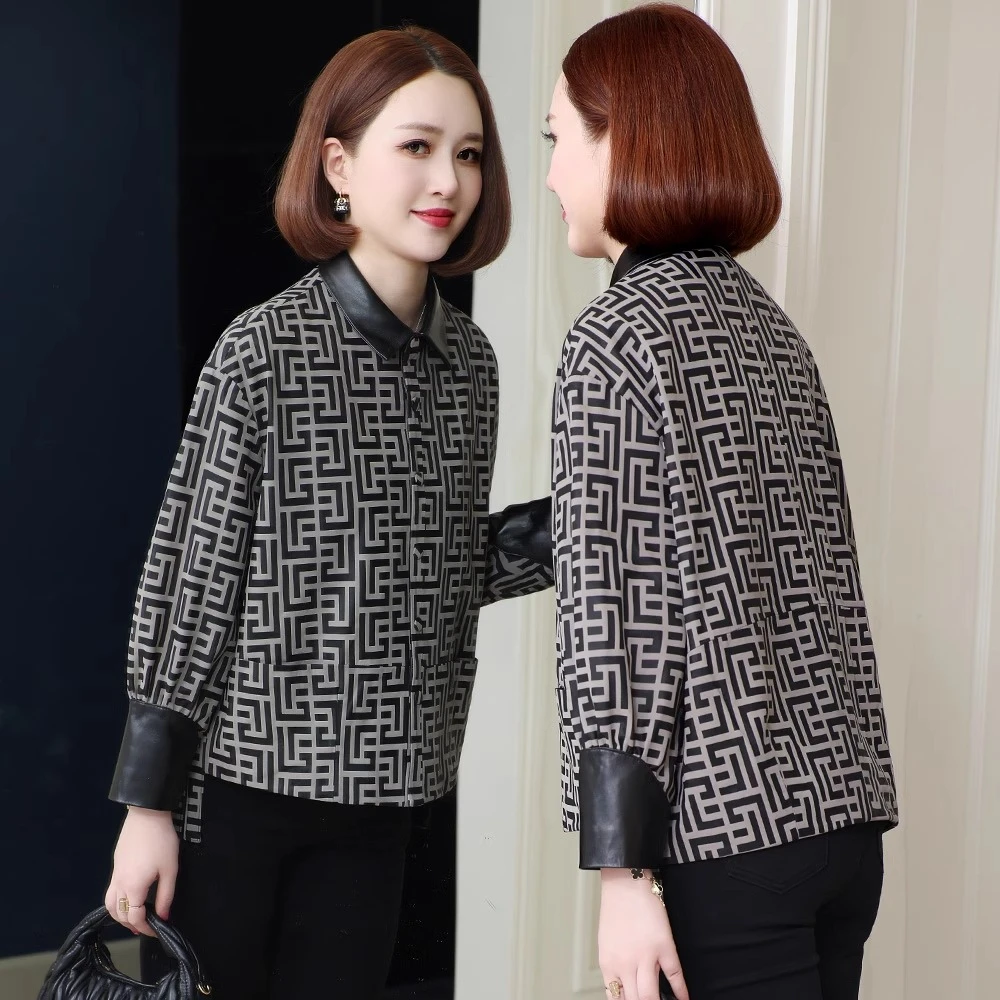 真皮绵羊皮女2025年春秋新款单皮中老年妈妈装宽松海宁皮夹克外套