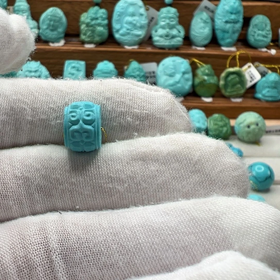 绿松石未镶嵌回纹珠10.8mm