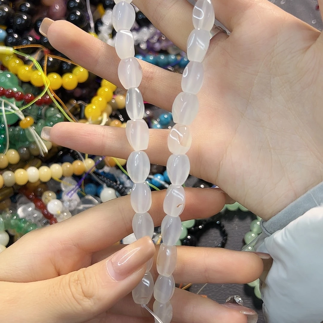 玛瑙/玉髓合金珠宝半成品白玛瑙扭扭珠