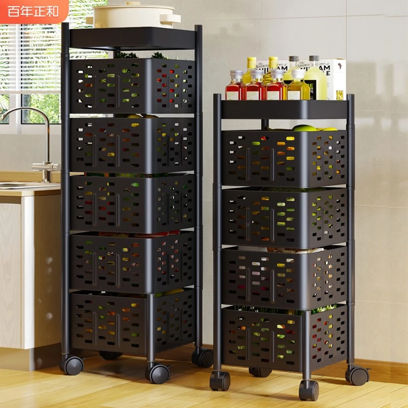 厨房蔬菜置物架多功能家用落地旋转免安装放菜篮子多层专用收纳架