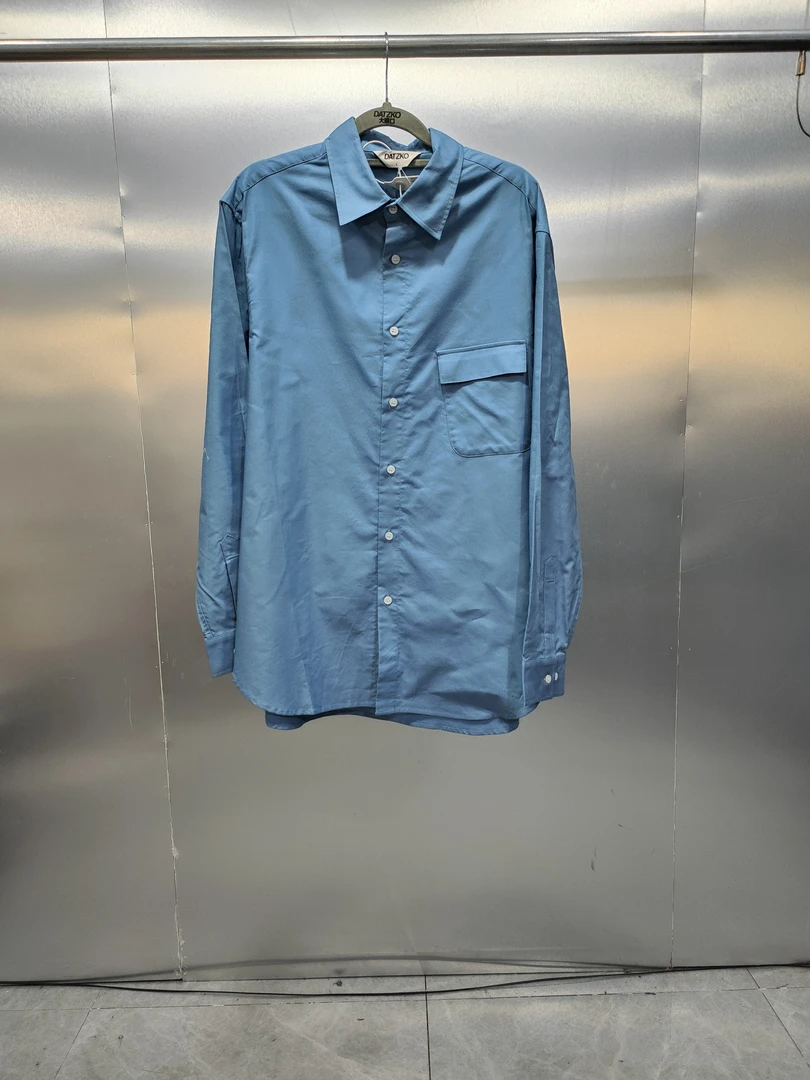 B04-122635-DAT春秋款纯色正面口袋设计百搭休闲衬衫