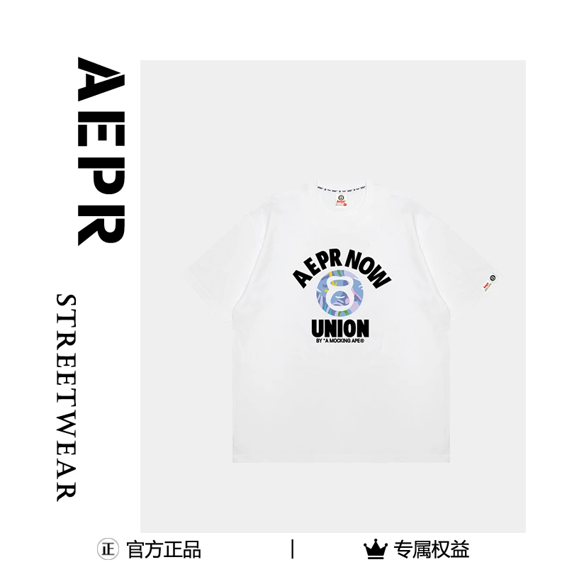 aepr短袖春夏美式印花经典情侣短袖T恤休闲潮流上衣宽松男士圆领
