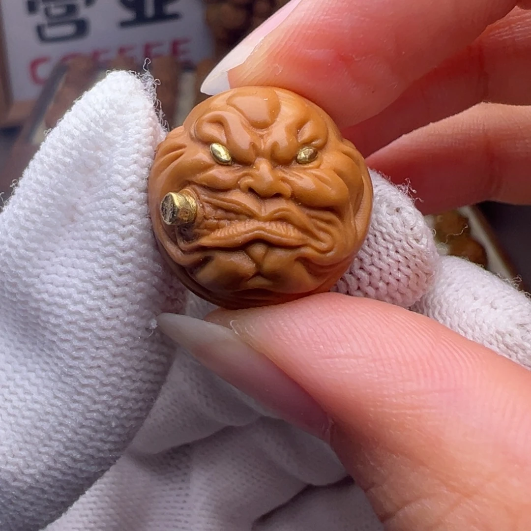 把件猴头核桃镶嵌款烟鬼全品有正常封口线