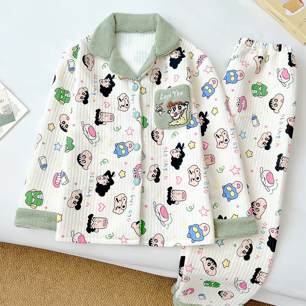 【蜡笔一家】加厚卡通保暖甜美公主风可爱家居服睡衣套装可外穿暖和