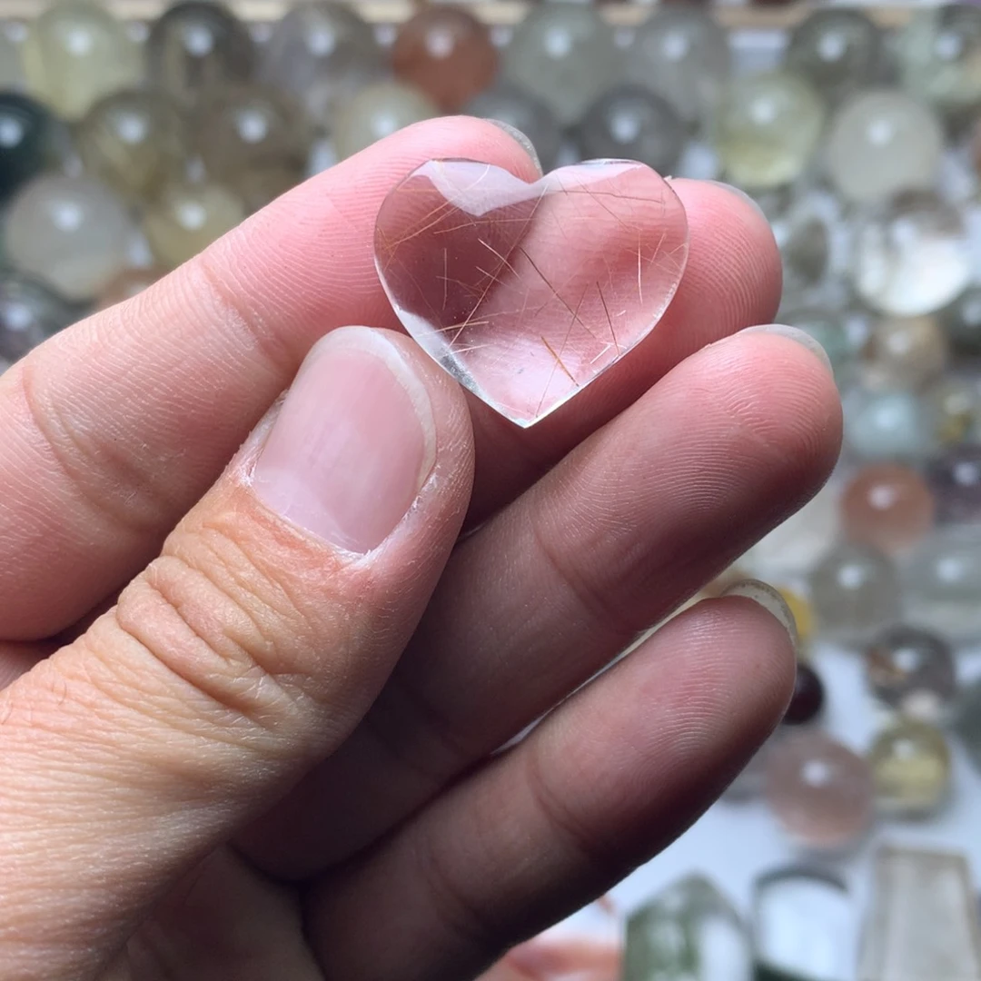 水晶珠宝半成品未镶嵌发晶吊坠