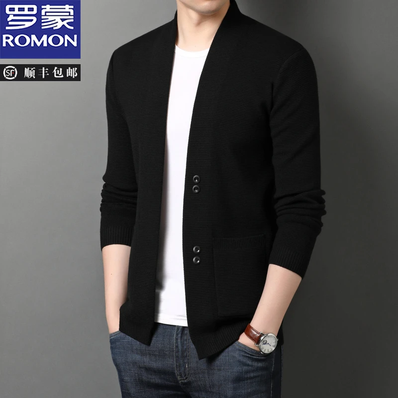 罗蒙男士针织开衫外套男款毛衣长袖男款正衣休闲百搭外穿衣服男装