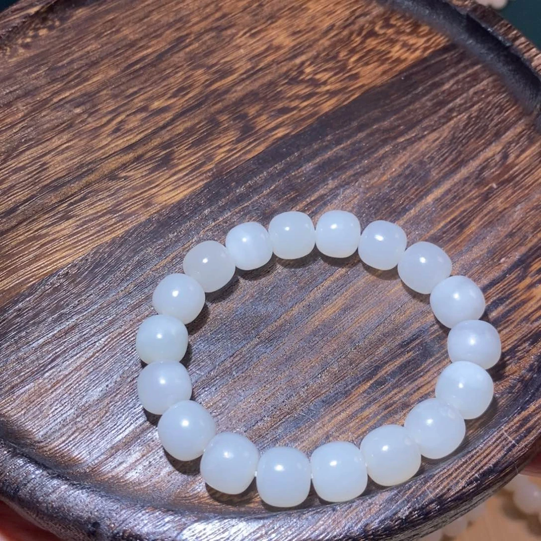 和田玉手串未镶嵌卡12老型微瑕