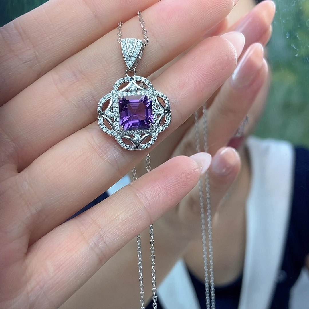 银S925镶嵌吊坠(赠链)紫晶