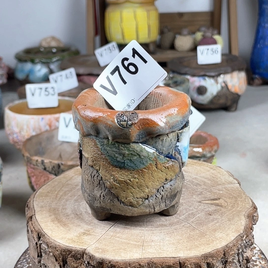 紫砂花盆孤品 油画山石 中高小地雷 内口4.5