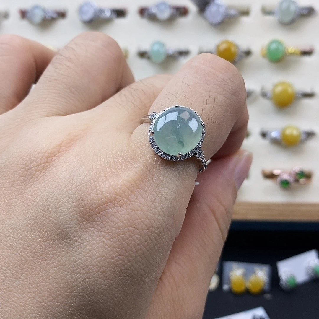 翡翠银S925镶嵌戒指