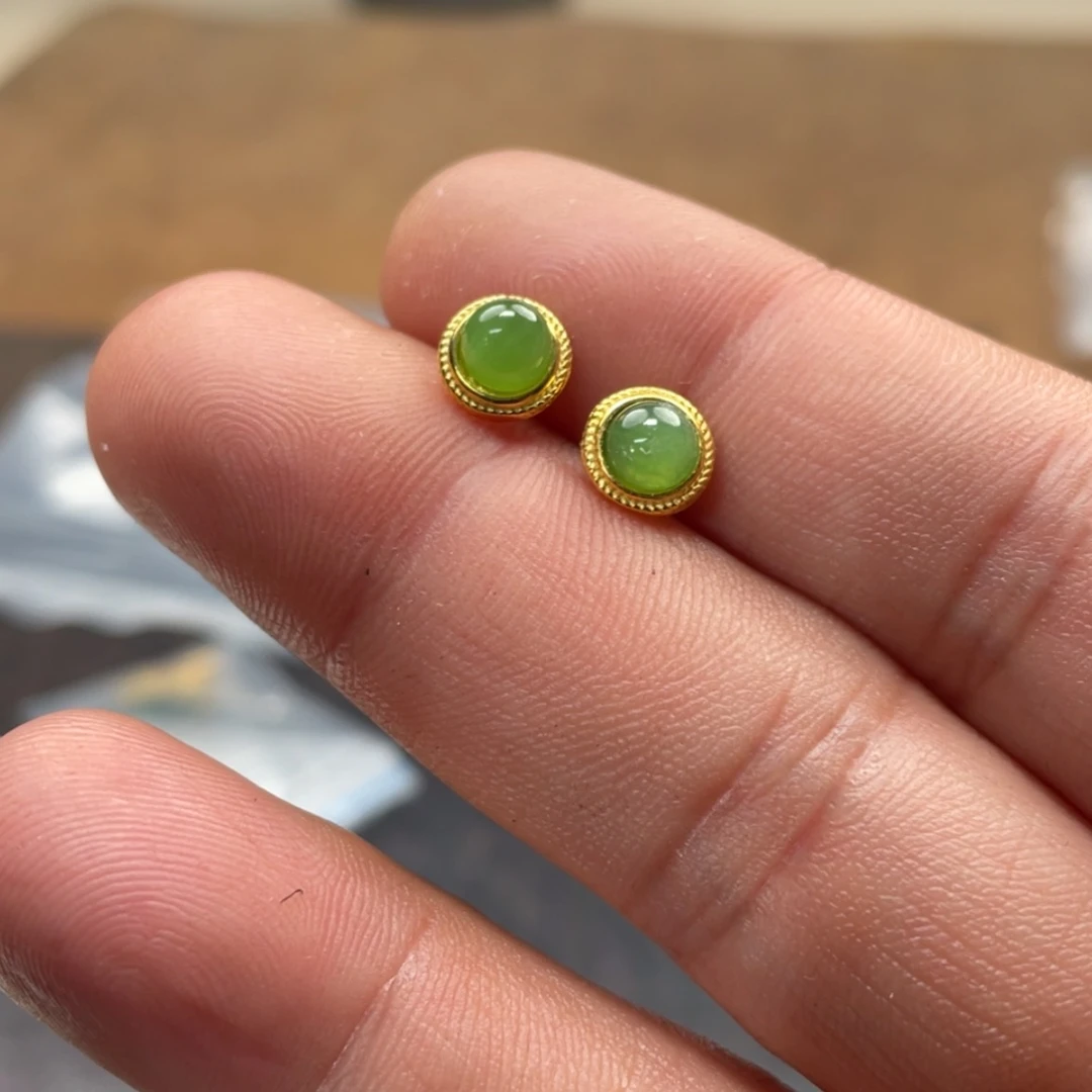 【闪购商品】和田玉耳饰银S925镶嵌